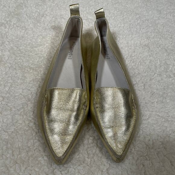 Jeffrey Campbell RARE Vionnet White Gold Pointy Toe Flats Metallic Leather 6 - Picture 2 of 8